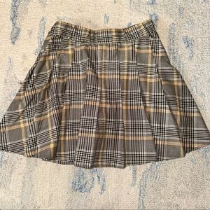 Garage Plaid A-Line Pleated Skirt - Gray and Yellow size XS